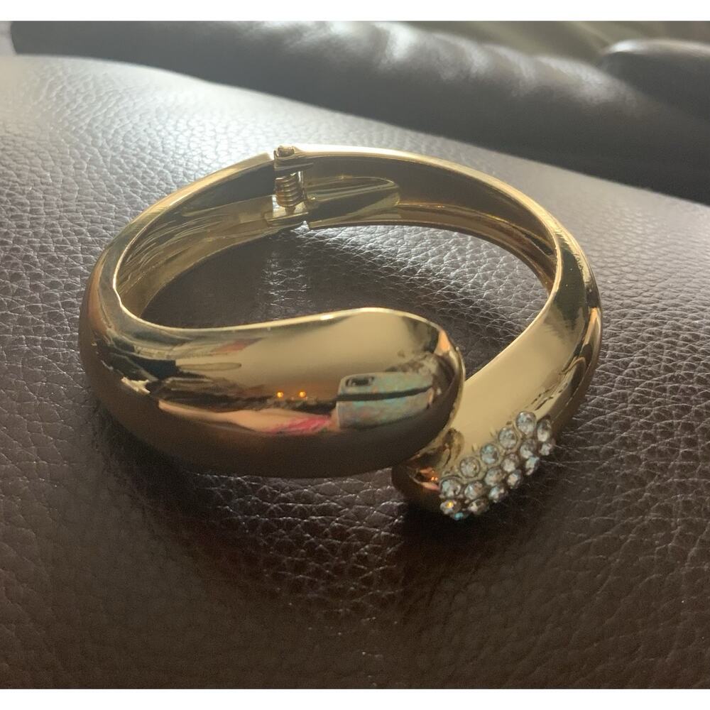 Gold Chunky Molten Solanales Bypass Bracelet Sculptural Cuff Pave Alexis Bittar - Picture 6 of 9